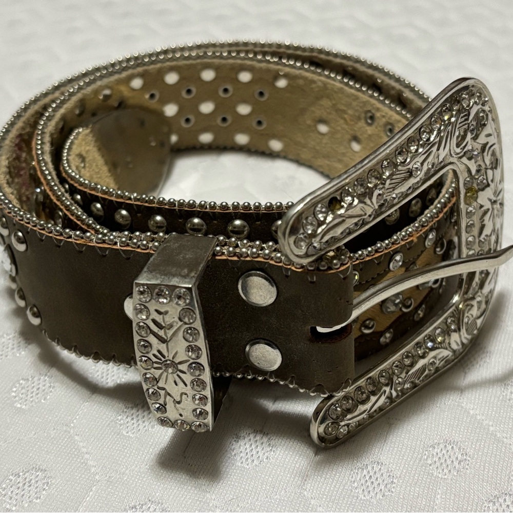 Studded Silver and Brown Belt